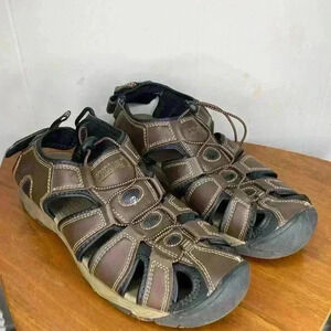 KHOMBU COMFORT Size 10 Brown Tan Black Fisherman Sandal Shoe